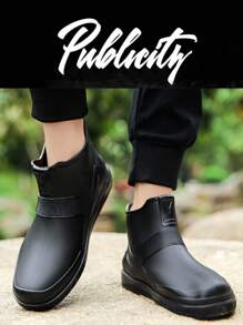 男士踝靴，橡胶鞋底，耐磨防水防滑雨靴，适合雨天、钓鱼、水上活动。 - 黑色 - 查看 3