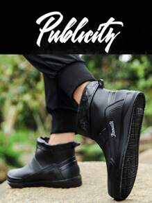 男士踝靴，橡胶鞋底，耐磨防水防滑雨靴，适合雨天、钓鱼、水上活动。 - 黑色 - 查看 4