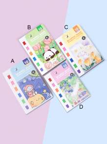 1 本含 10 张水彩画册，包括颜料和 1 支画笔，DIY 着色绘画册，适合学生艺术与手工艺 - 彩色 - 查看 12