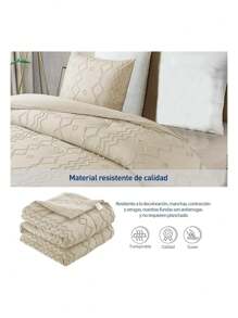 Single Duvet Cover Set Line Shape Duvet Cover Only With Button Closure, Including 1 Pillowcase, Bluelander. - Beige - View 4