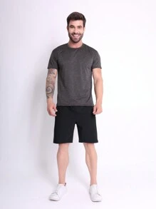 Men's Dry Fit Shirt Slim Fit Gym Fabric Cold Mesh Comfortable - 深灰色 - 查看 5