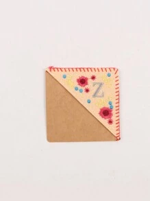 1 pieza, Punto de libro de esquina personalizado bordado a mano, 26 letras bordadas a mano en fieltro, punto de libro de bordado de flor linda para amantes de la lectura, regalo significativo, vuelta al colegio