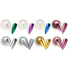 8pcs/Set Metal Nail Powder Kit, Holographic Mirror Effect, Nail Powder For DIY Decoration Glitter, 8 Colors, 0.5g/Pc - Multicolor - View 2