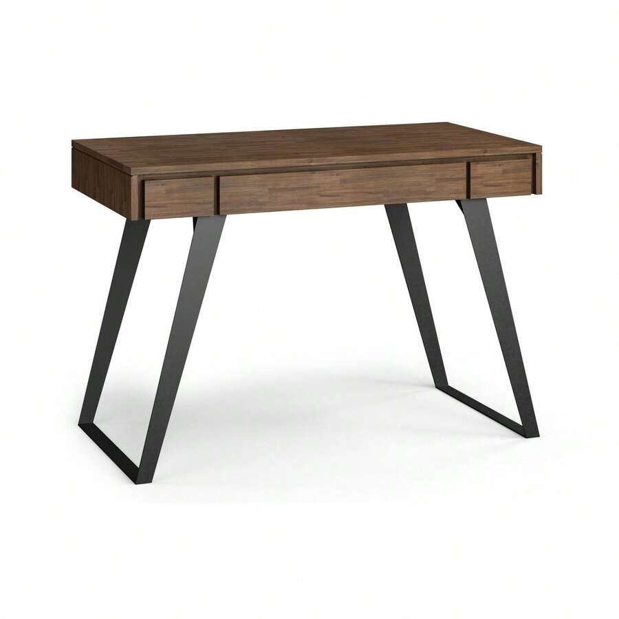 Simpli Home Lowry Small Desk Acacia Wood Industrial Design With