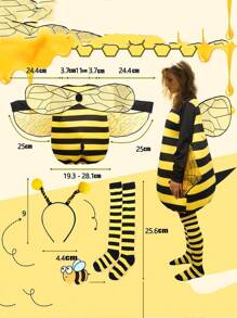 3 piezas Disfraz de adulto de abeja para cosplay, disfraz de festival, fiesta de graduación, Halloween - Amarillo - Ver 7