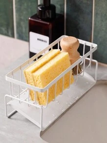 1 pezzo Porta spugne e accessori da cucina in bianco/grigio/nero, organizer per lavello, per spugna, strofinaccio, spazzola e porta asciugatura