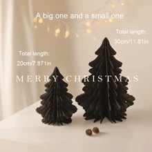 Set Of 2, Christmas Tree-Shaped Desktop Decorations, Festive Decor, Honeycomb Paper Christmas Tree Decor, Party Decor For Christmas Gatherings, Table Centerpieces For Christmas, New Year's Eve Parties, And Holiday Ambiance Enhancements.
