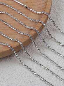 Catene di lunga 100 cm di lusso con cristalli scintillanti e strass, art nail in metallo steel con glitter argentati di 1,5 mm, decorazione fai da te per manicure francese elegante, formine a cuore e rettangolari, senza odore, accessori arte di unghie per donne e ragazze