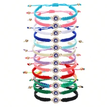 12pcs/Set Handmade Zinc Alloy Woven Bohemian Evil Eye Colorful Bracelet Set - Multicolor - View 4