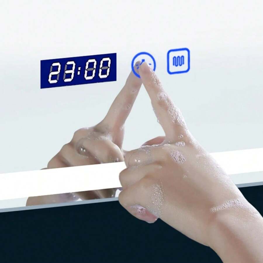 Upright Irregular Bathroom Mirror Smart 3 Color Adjustable LED