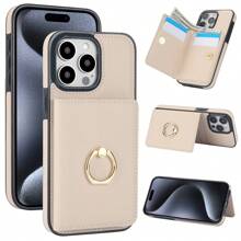 Wallet Case With Card Holder, 360° Rotation Ring Kickstand Magnetic Clasp And Durable Shockproof Cover Compatible With IPhone 16 15 14 13 12 11 Pro Max 7 8 Plus X XR XS Max - White - View 1