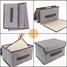6PCS Gray Storage Boxes, Three Large And Three Small, Clothes Storage Boxes, Wardrobe