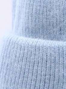 1pc Women's Rabbit Hair Knitted Warm Beanie, Double-Layer Folded Brim Pullover Hat, Solid Color, Versatile For Autumn/Winter