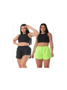 SHORTS TACTEL FEMININO PRAIA VERÃO SOLTINHO, CONFORTO ESTILO E LIBERDADE DE MOVIMENTO - Preto - Visão 2