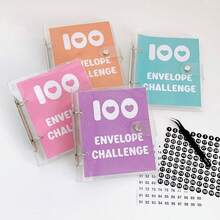 1 Set Desafío de 100 días 100 sobres- Libreta de ahorro con purpurina fina, libreta de ahorros de hojas sueltas, libro de presupuesto de efectivo, regalo - Multicolor - Ver 2
