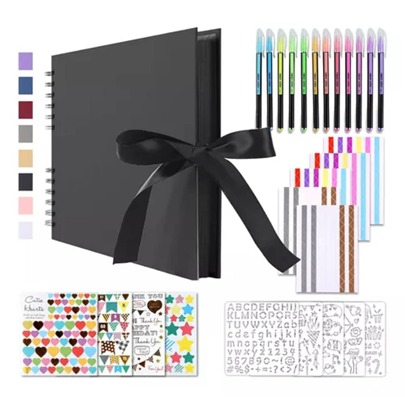 Álbum De Recortes Familiar De 80 Páginas Para Hacer Mism,Álbum de clips de piel de vaca para libro de visitas de bodas y aniversarios, álbum de recortes DIY familiar. Para manualidades de papel, regalos de Navidad