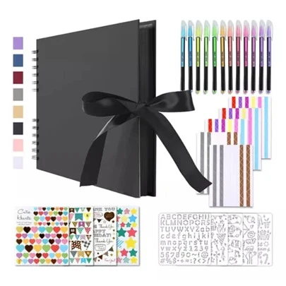 Álbum De Recortes Familiar De 80 Páginas Para Hacer Mism,Álbum de clips de piel de vaca para libro de visitas de bodas y aniversarios, álbum de recortes DIY familiar. Para manualidades de papel, regalos de Navidad