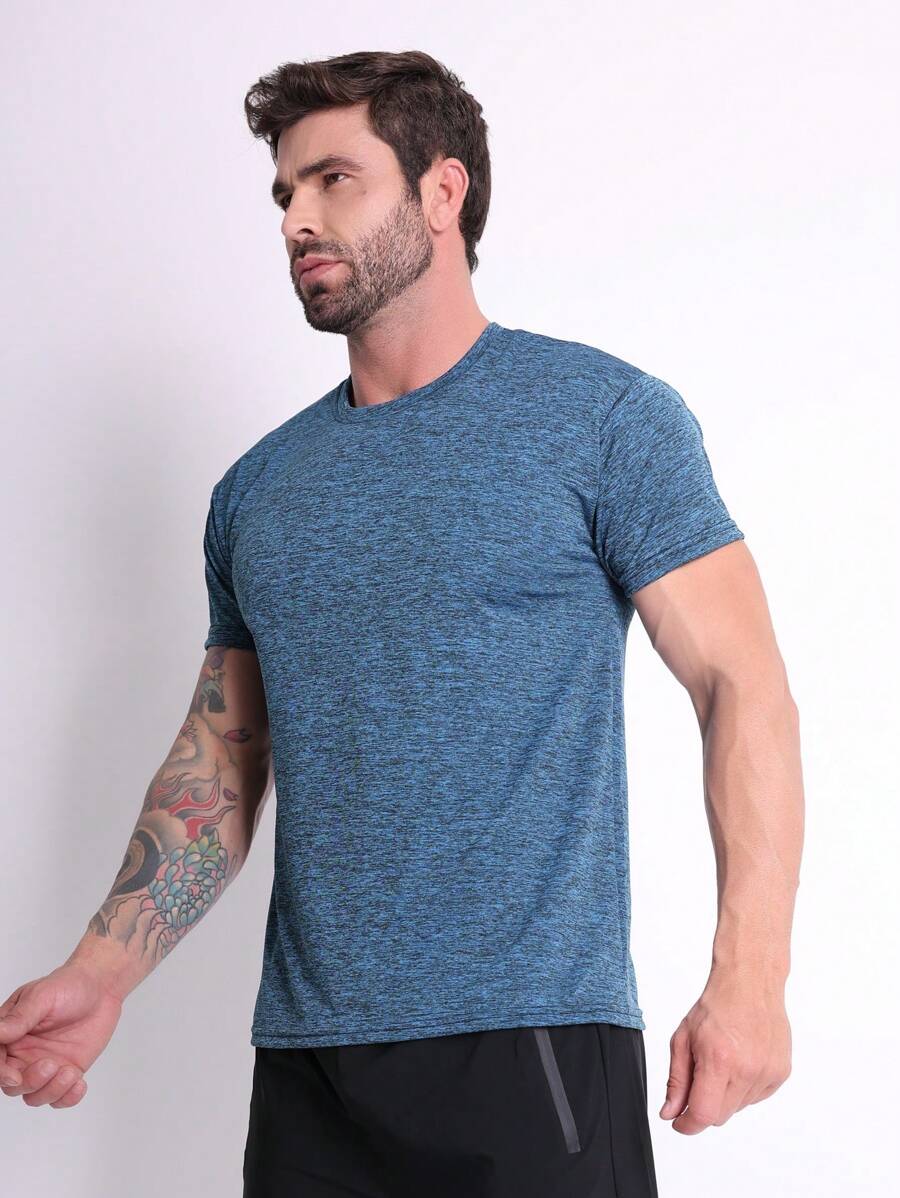 Men's Dry Fit Shirt Slim Fit Gym Fabric Cold Mesh Comfortable - 綠色 - 查看 1