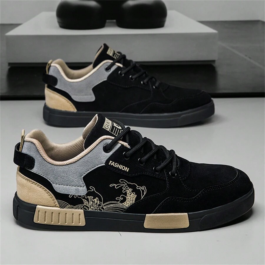 New Men Lightweight Soft Bottom Leather Lace-Up Casual Sneakers, Fashionable Low-Top Breathable Flat Bottom Sporty Shoes, All-Season