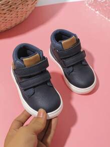 New Unisex Children Soft Bottom Waterproof Anti-Slip Durable Baby Shoes, Hook And Loop Strap Outdoor Casual Sports Flats, Plain Color High Top Running Shoes, Suitable For All Seasons
