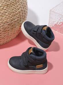 New Unisex Children Soft Bottom Waterproof Anti-Slip Durable Baby Shoes, Hook And Loop Strap Outdoor Casual Sports Flats, Plain Color High Top Running Shoes, Suitable For All Seasons