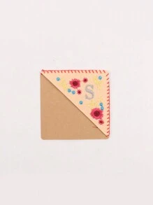 1 pieza, Punto de libro de esquina personalizado bordado a mano, 26 letras bordadas a mano en fieltro, punto de libro de bordado de flor linda para amantes de la lectura, regalo significativo, vuelta al colegio