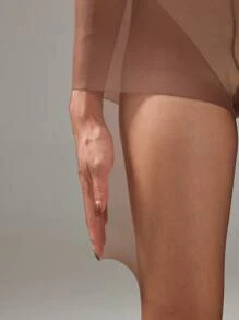 1 件大码女式 20D 简约纯色咖啡棕色紧身裤袜 - 咖啡棕 - 查看 4