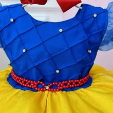 Vestido de festa tematica aniversario infantil super luxo 1 ao 12 N1284 - Amarelo - Visão 2