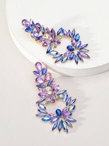 1 Pair Stylish Elegant Luxury Rhinestone Floral Chandelier Earrings For Women Suitable For Formal Prom Holiday Party Fashion Accessories Jewelry Gifts - Multicolor - View 11