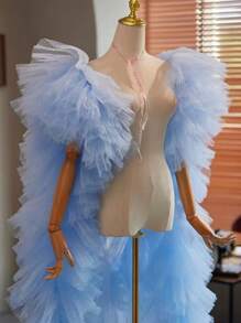 欧美风格新娘蕾丝面纱长袍礼服配饰带拖尾女士秋季服装