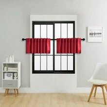 4 pièces/1 pièce/2 pièces Jeu de panneaux de rideaux occultants, disponible en plusieurs tailles, style avec sangle/style avec poche pour tringle/style pince, rideaux de couleur unie isolés thermiques assombrissant la pièce pour le salon, le bureau, la chambre à coucher, taille courte disponible pour les rideaux de cuisine, rouge - Rouge - Voir 29