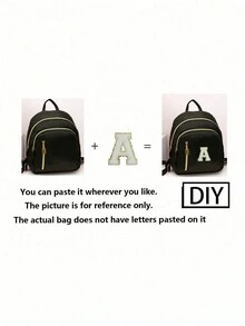 1 件迷你男女通用时尚帆布拉链背包，适合日常使用（带手提和背包带，款式随机，随机发货 - 黑色包+A - 查看 6