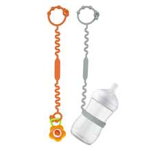 2 Stück/Set Baby Beißringe & Flaschen Silikon Riemen: 1 Stück Beißring Riemen, 1 Stück Flasche Riemen. Schnuller Beißringe, verstellbarer Riemen, geeignet für Kinderwagen, Autositz, Hochstuhl, Kinderbett
