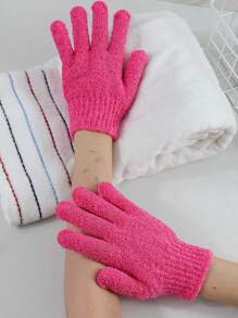 10pcs Magenta Exfoliating Gloves For Shower, SPA, Massage, Body Scrub - Medium Texture Shower Gloves For Dead Skin Removal, For Women & Men, Natural Body Cleansing Cloth, Blue Home Bathroom Decor Fall Decor Back To School - Rose Red - View 5
