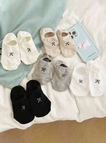 1/5 Pairs Of Women's Invisible Socks, Bow Personalized Pop Ankle Socks, Random Colors,Fashionable, Soft And Comfortable, Suitable For Home And Outdoor Wear, Suitable For All Seasons - Multicolor - View 8