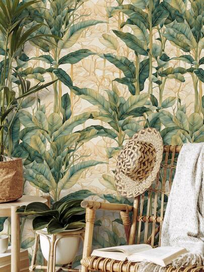 1 Roll Of Retro Thickened Tropical Plants, Banana Trees, Banana Leaves, Tropical Rainforests, Suitable For Home Decoration, Kitchen Cabinets, Tables And Chairs, Room Backgrounds, Home Renovation, DIY, Waterproof, Stain Resistant, Easy To Clean, Self-Adhesive, Peel And Paste Wallpaper, Wall Stickers, Wallpaper Wall Stickers, Renovation Stickers Peel Wall Panels, Wall Paper, Wallpapers, Spring Decoration Items Refresh Your Home, Festival Decoration Stickers Gifts Birthday Graduation