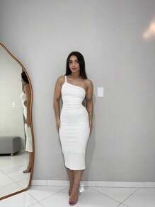 Tais Ribaninha Dress, Open Belly, Bare Back, Women's Gringa Style, Candy Colors - trắng - Xem 3