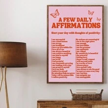 HALFLEMART 1 tấm áp phích câu nói truyền cảm hứng màu hồng cổ điển, dùng để trang trí phòng khách và phòng ngủ, không có khung - Nhiều màu - Xem 5