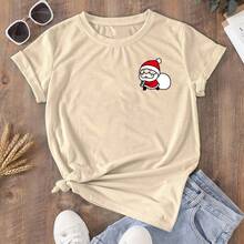 Shirt T-Shirt T-Shirt Christmas "Cute Santa Claus" - Màu Xám nhạt - Xem 1