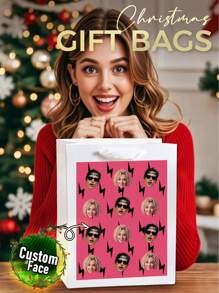 1pc Custom Photo Gift Bag, Personalized Face Mash Gift Bag, Mars And Rose New Song Apateu Song Inspired, APT Gift Bag With Handle, Perfect For Christmas Holiday, Party Celebration, Best Unique Gift Package For Her/Him, Boyfriend, Girlfriend, Best Friend, Ideal For Christmas, Valentine's Day, Birthdays, Anniversary,Art Activities For Children