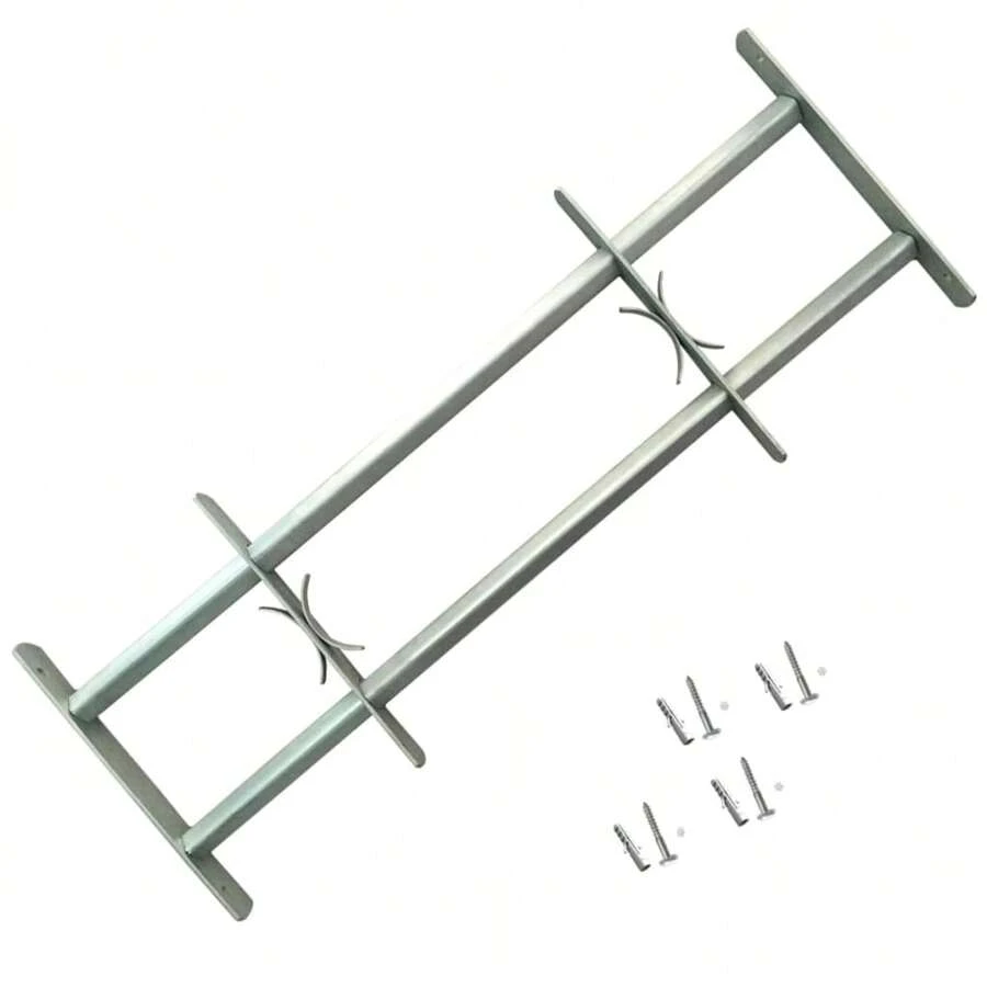 Adjustable Window Security Grille With Dual Crossbars 39.4 To 59.1 Inches - 銀色 - 查看 1