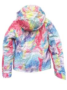 1pc Women's Winter Sports Rainbow Ski Jacket With Breathable Underarm Zippers, Anti-Loss Zippered Pockets, Detachable Hooded Snow Jacket, Outdoor Ski Wear, Sportswear, Suitable For Outdoor Activities, Winter Skiing Gear, Reinforced Structure, Functional Ski Equipment, Snow Gear, Ski Clothes Women Ski Outfits