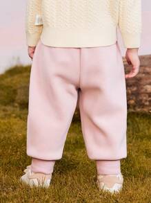 mini bala Boys' & Girls' Soft Warm Pants 2024 Winter Collection - White Red - View 2
