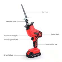 24V Cordless Reciprocating Saw Electric Saber Saw +2 Battery &Charger +8 Blades,Garden Tools