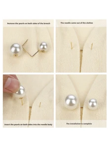 6 件仿珍珠腰带扣、牛仔裤腰部调节器、衬衫领夹，用于防止服装故障