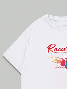 Retro Style Streetwear Cotton Text Pattern Women's T-Shirt Casual Breathable Blouse T-Shirt - trắng - Xem 4