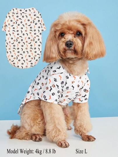 1 pieza Camisa con estampado de huella de pata de collar, ropa anti-pelo para primavera/verano para Golden Retriever, Border Collie y otros perros grandes