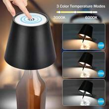 Led Creative Recessed Wine Bottle Lamp Decorative Wine Bottle Table Lamp Wireless Wine Bottle Lamp With 3 Color Temperature Rechargeable Wine Bottle Lamp For Restaurant/Bar/Bedroom/Dining Room Wireless Lights - Black - View 3