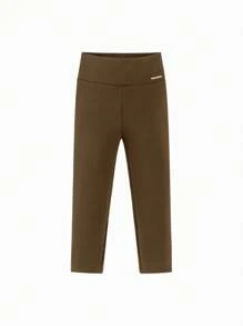 mini bala Girls' High-Waisted Leggings 2024 Fall/Winter Collection - Coffee - View 4