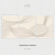 Set Of 3 Neutral Abstract Beige Tones Line Art Prints, Minimalist Modern Wall Arts, Boho Canvas Posters, Neutral Gallery Wall Decor, Spring Decor, Wall Art, Ideal Gift For Living Room, Bedroom, Kitchen, Office, Cafe, Bar, Hallway, Home And Room Decoration, Unframed - Beige - View 13
